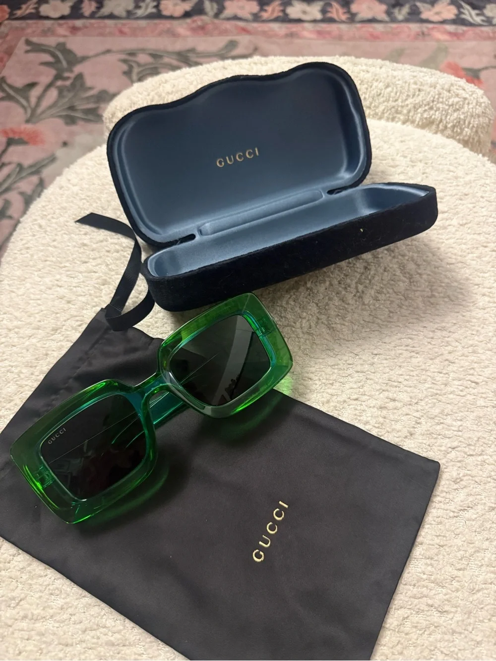 Gucci Green Transparent Square Sunglasses